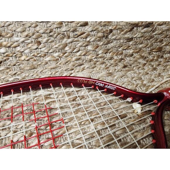 New Vintage Wilson Staff Pro Mid Plus High Beam Series Red White Racket & Case - Picture 4 of 8